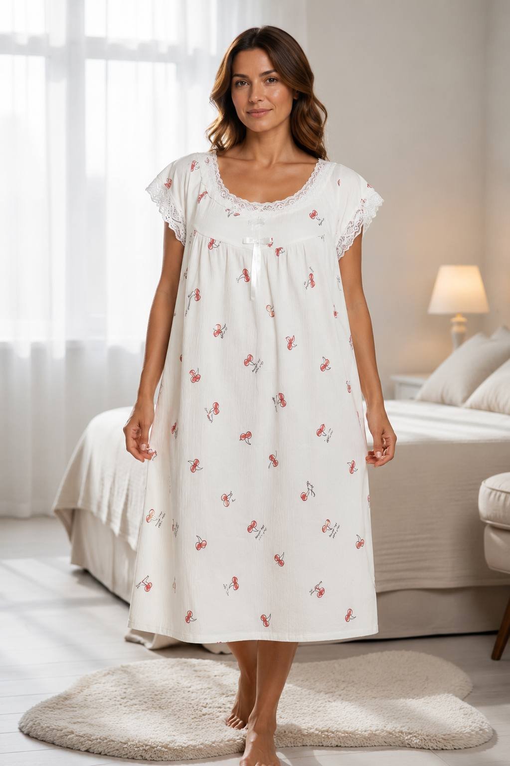 photo_6_2026-07-06_17-31-29 Cherry Lace Nightdress - Image 1