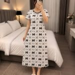 Women’s Bow & Heart Print Long Nightdress